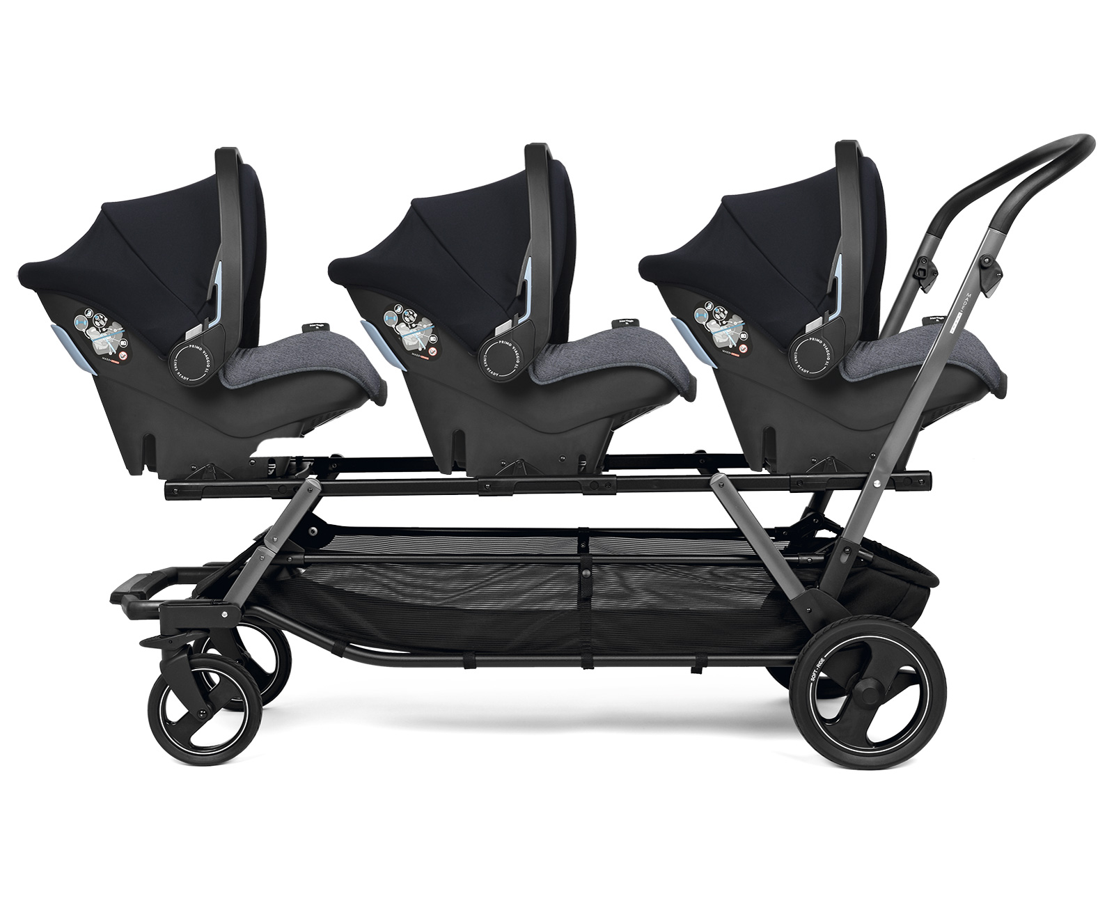 Peg Perego Triplette Piroet Pop-Up Seats and Primo Viaggio 4/35 Infant Car Seat Stroller with Diaper Bag Atmosphere 
